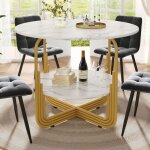 Table de cuisine 80x80 plateau marbre mdf table � manger rangement int�gr� pieds r�glables