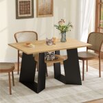 Table de cuisine - table � manger rectangulaire 6 personnes avec rangement et espace pet friendly mdf ...