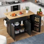 Table de cuisine mobile plan de travail pliabletagre  pices 5 roulettes convient pour la cuisine ...