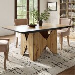 Table de cuisine moderne en bois table bistro table pour 4 - 6 personnes couleur marron clair