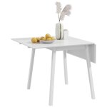 Table de cuisine pliable - homcom - avec plateau rabattable - pour 2  4 personnes - en bois - blanc