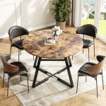 Table de cuisine table ronde avec avec tagre de rangement diamtre 120 cm noir
