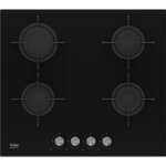 Beko table de cuisson gaz 60cm 4 feux 7400w verre noir - hilg64221s