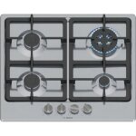 Table de cuisson gaz - bosch - pgh6b5k90 - brûleur wok 33 kw - grilles fonte - inox 60 cm Table de cuisson gaz - bosch - pgh6b5k90 - brûleur wok 33 kw - grilles fonte - inox 60 cm