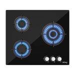 Table de cuisson gaz - iseasy - mgbg - 603 - 3 zones - verre tremp - noir