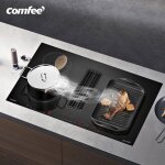 Table de cuisson  induction aspirante comfee 60 cm 4 foyers + hotte intgre 638m / h avec kit evacuation ...