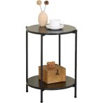 Table dappoint � 2 etages - ozavo gu�ridon rond surface en marbre noir robuste pour salon chambre balcon ...