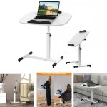 Table dappoint 60 x 40 cm - xuanyu - table de lit a roulette - avec barre darr�t - hauteur r�glable - ...