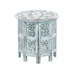 Table dappoint en bois de manguier bleue borai