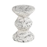 Table dappoint. bout de canap�. table de chevet acier �maill�. motif mouchet� noir �33 x h 47cm - zina ...