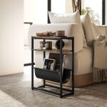 Table dappoint bout de canap� avec �tag�re et porte - revues structure en acier design industriel - 43l ...