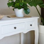 Table dappoint console vidaxl et coiffeuse avec 3 tiroirs blanc t174