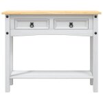 Table dappoint console vidaxl gamme corona pin mexicain blanc 90x345x73 cm t61