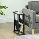Table dappoint �troite pour canap� m�tal avec porte - revues et plateau verre tremp� 40 x 18 x 555 cm ...