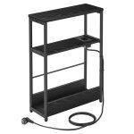 Table dappoint fine avec multiprise pour petits espaces porte - magazines salon chambre bureau noir bois� ...