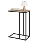 Table dappoint en forme de c - woltu bout de canapé - bois et métal - chêne gris + noir w0att1041 Table dappoint en forme de c - woltu bout de canapé - bois et métal - chêne gris + noir w0att1041