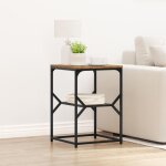 Table dappoint industrielle en bois massif r�cup�r� et acier 41 x 40 x 60 cm ? �tag�re style loft