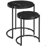 Table basse - tectake - lot de 2 tables dappoint elsa � leffet marbre et acier - noir