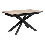 Table  dner table de repas extensible en mtal et verre cramique effet bois - longueur 160 - 240 x ...