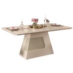 Table  manger 6 personnes rectangle blanc ecru 180 x 80 x 90 cm - l 180 x l 90 x h 80 cm