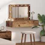 Table de dressing murale avec lumi�res led bois vieilli