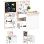 Table enfant avec chaise aiyaplay 3 en 1 avec chevalet pliable tagres de rangement rouleau de papier ...
