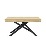 Table extensible 140 / 180 x 80 cm ch�ne 6 / 8 pers - plateau �pais pieds m�tal style �pur� - salle � ...