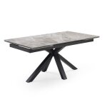 Table extensible 180 / 260 cm céramique gris marbré pied croix - dakota 04 meubletmoi Table extensible 180 / 260 cm céramique gris marbré pied croix - dakota 04 meubletmoi