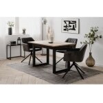 Table extensible denver 80b - 120 - 160 x 75 x 80 cm - dcor chne artisan / anthracite - 1 extension ...