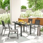 Table extensible table de jardin grande taille dim. d�pli�es 160 x 80 x 75 cm alu m�tal gris fonc� plateau ...