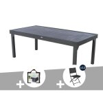 Table extensible rectangulaire alu piazza 10 / 12 places graphite + housse + 12 chaises modula - hesp�ride ...