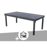 Table extensible rectangulaire alu piazza 10 / 12 places graphite + housse - hesp�ride