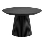 Table extensible ronde pied central relief mdf placage ch�ne noir - dublin