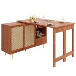 Table extensible salle � manger 107x40x76cm avec ilot central cuisine rangement plan de travail meuble ...