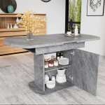 Table extensible salle a manger table a manger ovale avec espace de rangement moderne poignées argentées ... Table extensible salle a manger table a manger ovale avec espace de rangement moderne poignées argentées ...