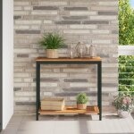 Table ext�rieure naturel & noir 35x80x75 cm en bois et acier