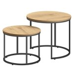 Tables gigognes - lot de 2 tables basses - design loft - surface r�sistante aux rayures - salon - ch�ne ...