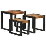 Tables gigognes industrielles - vidaxl - bois dacacia massif - m�tal - 50x40x45 cm - marron et noir - ...