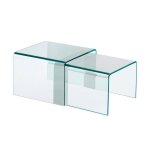 Tables gigognes rectangulaire et carr�e verre tremp�e 50 cm transparent - glintz