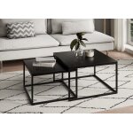 Tables gigognes style loft - lot de 2 tables basses carr�es - tables de salon - structure m�tal noir ...