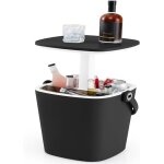 Table glaci�re ext�rieur - goplus - 15 l - couvercle r�tractable - portable - noir