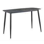 Table haute 140 cm arrondie c�ramique gris anthracite marbr� - ryder meubletmoi