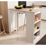 Table haute de bar 110 x 103 x 50 cm couleur blanc et sonoma mat table de cuisine avec 3 étagères modèle ... Table haute de bar 110 x 103 x 50 cm couleur blanc et sonoma mat table de cuisine avec 3 étagères modèle ...