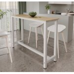 Table haute de bar 140 x 100 x 40 cm couleur blanc et sonoma table de cuisine pour 2 personnes modle ...