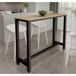 Table haute de bar 140x100x40 cm couleur noir et sonoma table de cuisine pour 2 personnes modle ani
