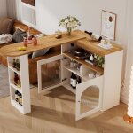 Table haute bar extensible moderne 138 - 193x39x105cm - table � manger t�lescopique et rotatif - blanc ...
