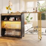 Table haute led avec Étagères - table de bar extensible avec espace de rangement 138 - 204x39x105cm - ... Table haute led avec Étagères - table de bar extensible avec espace de rangement 138 - 204x39x105cm - ...