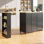 Table haute maisentiel pivotante 360� mdf noir � roulettes �lot de rangement avec tiroirs