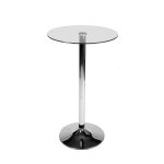 Table haute ronde - dcoshop26 -  60 cm - plateau en verre - pieds en mtal - 2 / 3 places