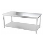 Table inox centrale 2000 x 600 mm - acier inox 08 mm - �tag�re basse - charge 150 kg